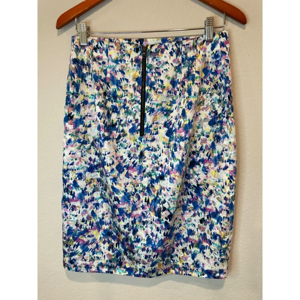 Ann Taylor Multi Color Floral A-line Zip Back Lined Mini - Picture 2 of 5